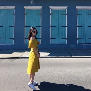 Zara cold shoulder midi dress